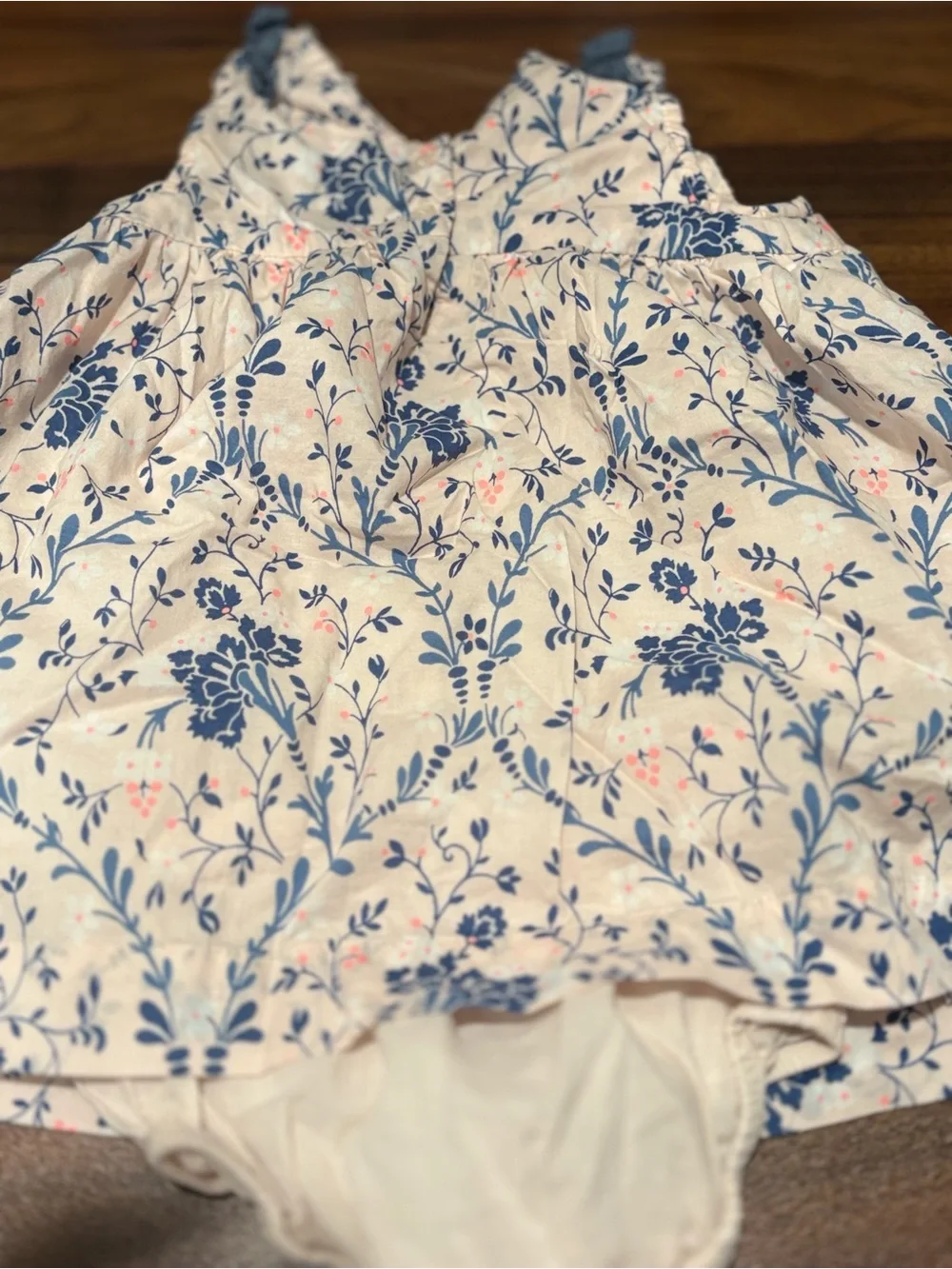 GAP Baby Pink Dress with Blue Floral Print and Pink Accents